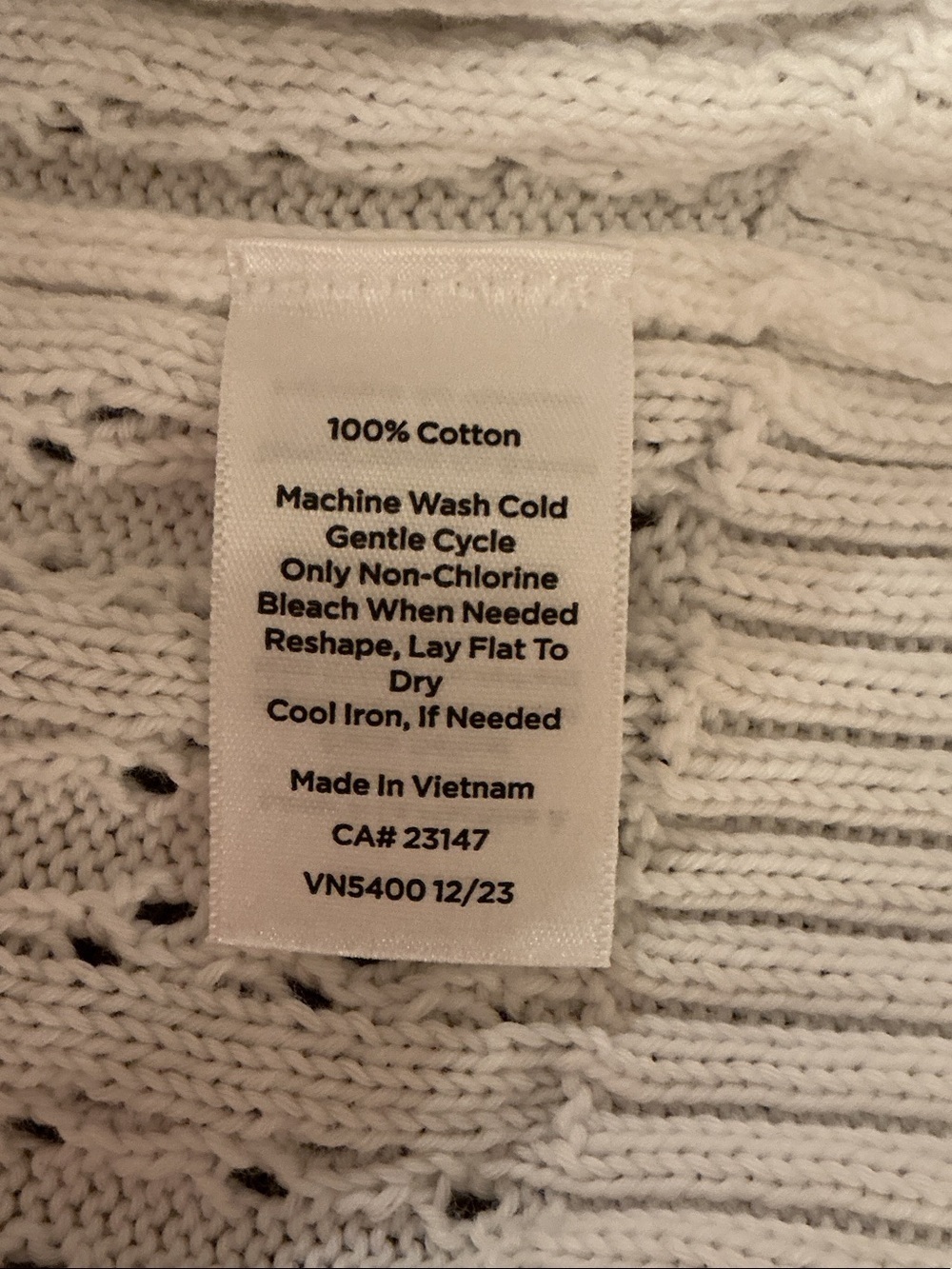 Talbots Petites Sz XL P Button-Front Open Knit Cotton Cardigan White Round Neck - Picture 7 of 9